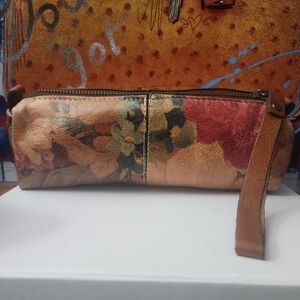 Patricia Nash Floral Print Leather Wristlet